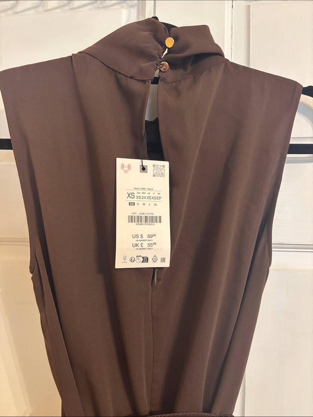 Zara Dark Brown Sleeveless Jumpsuit with Belt Detail - Picture 4 of 6